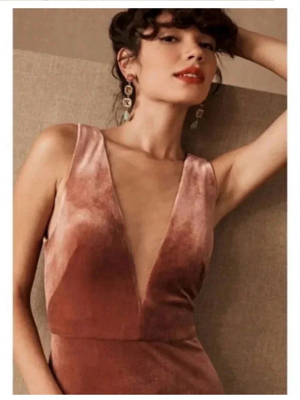 BHLDN Jenny Yoo Logan Velvet Maxi Dress Dusty Rose Plum Pink Size 2